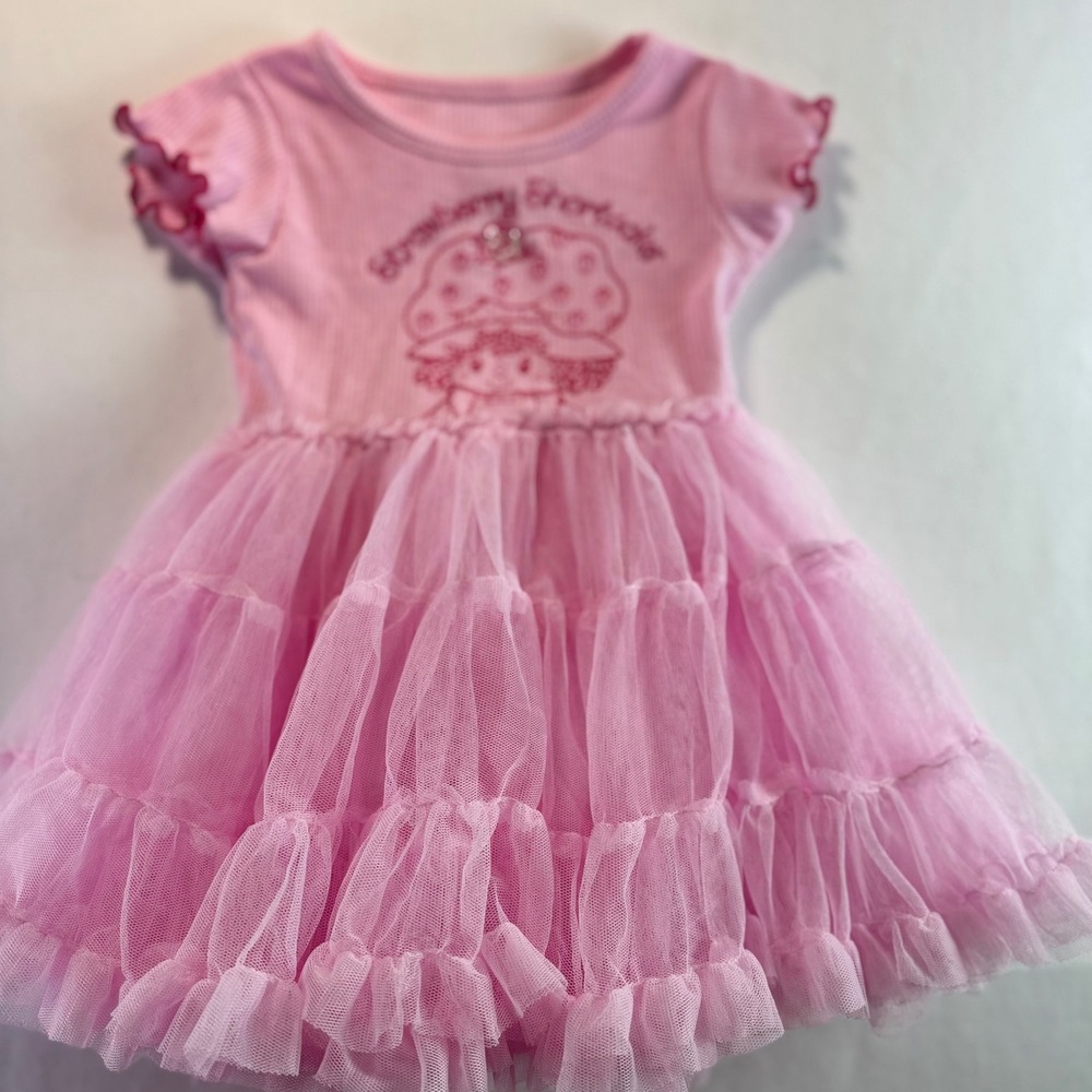 Strawberry Shortcake Pink Tutu Dress Toddler Girls 18M Tiered Tulle Ruffle Skirt